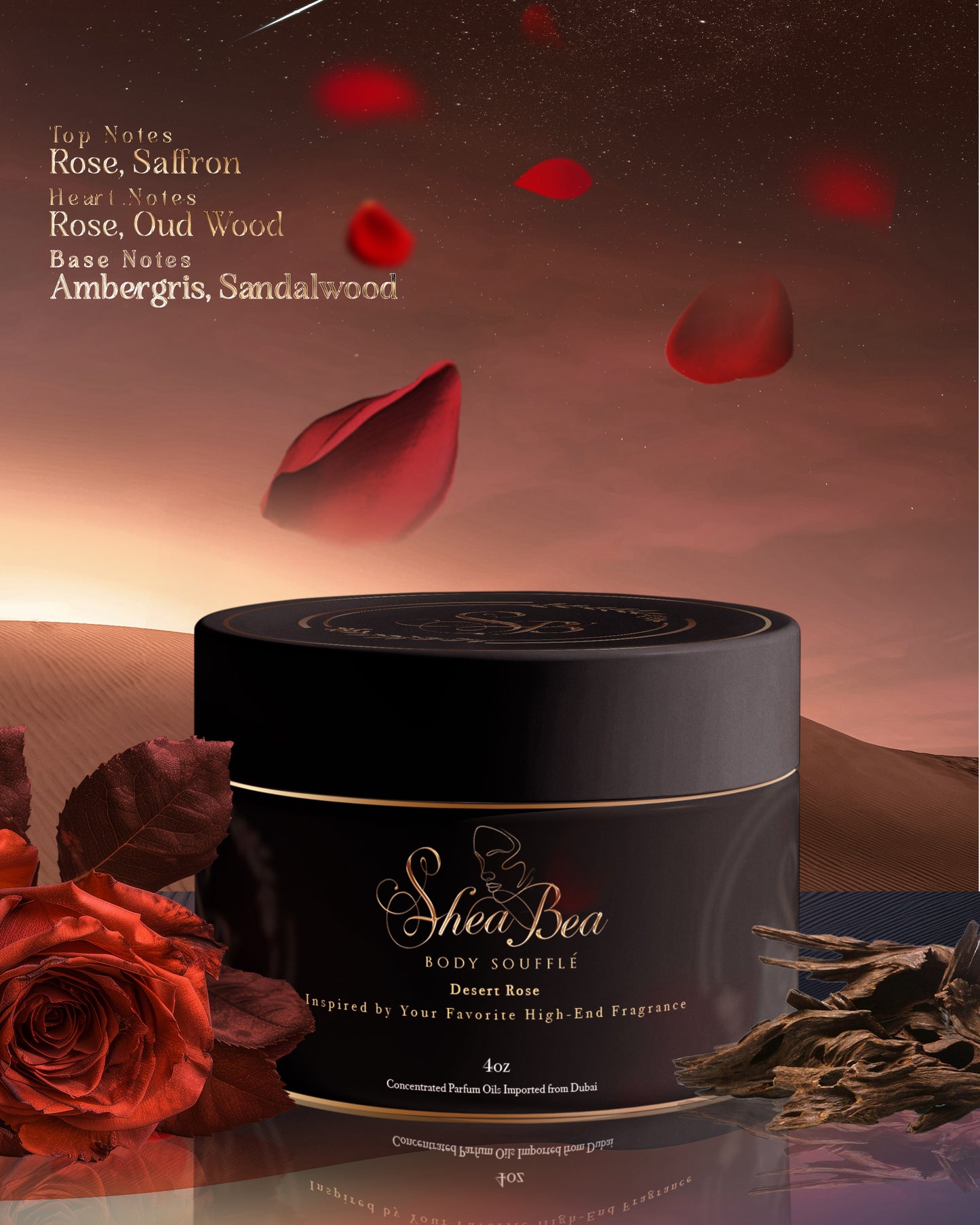 Desert Rose – Premium Fragrance-Infused Body Soufflé Inspired by the Opulent Allure of Les Sables Roses by Louis Vuitton (4oz)