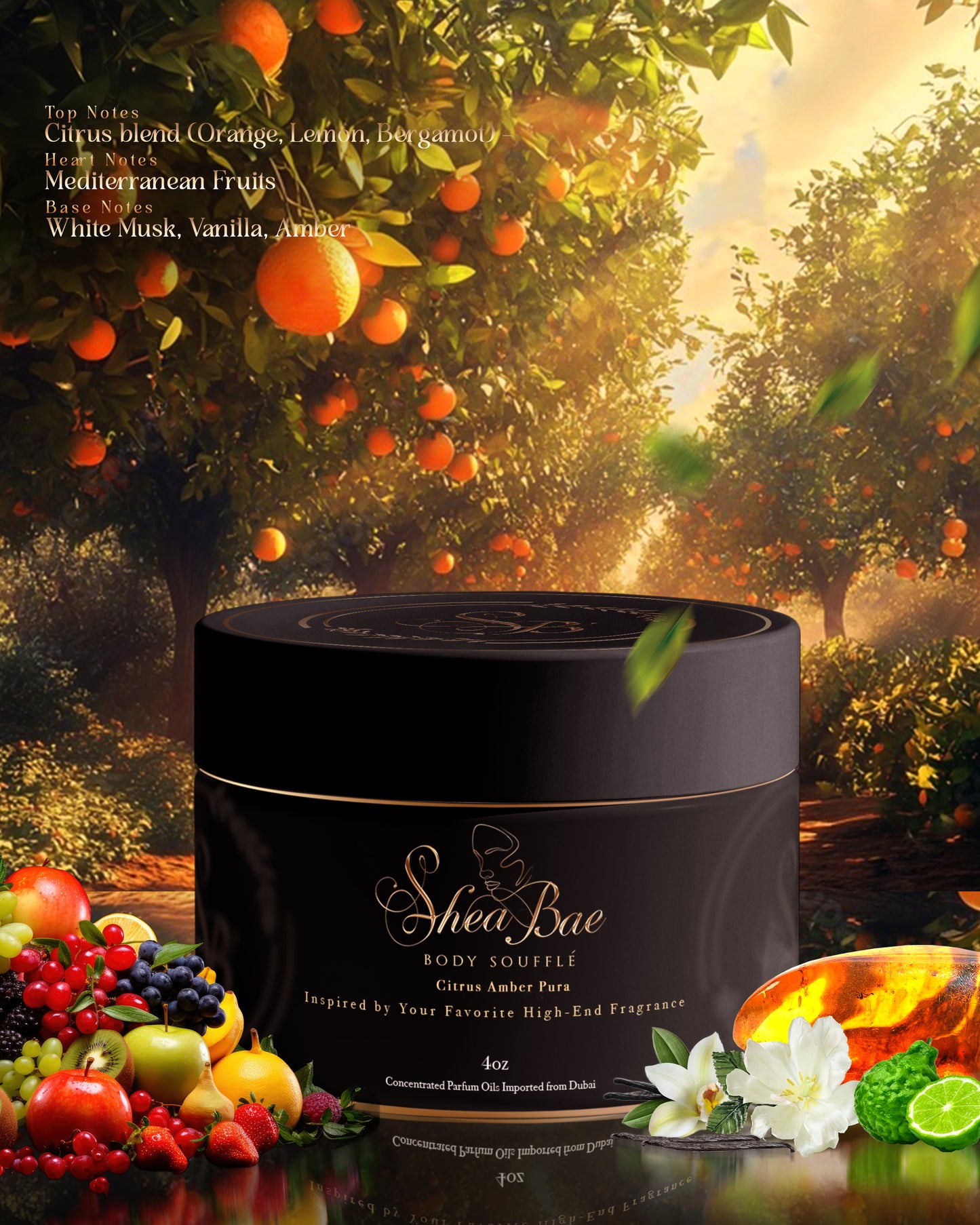 Citrus Amber Pura – Premium Fragrance-Infused Body Soufflé Inspired by the Radiant Freshness of Xerjoff’s Erba Pura (4oz)